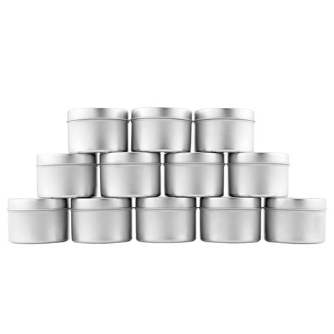 4-Oz Small Candle Tins (12-Pack); Metal Storage Containers w/Slip-On Lids for Candle Making ...