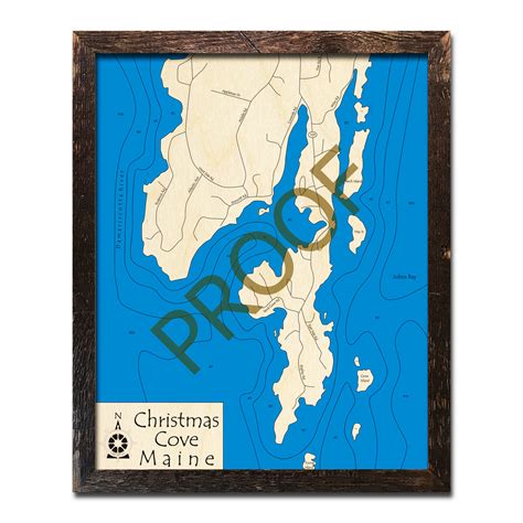 Christmas Cove, ME Nautical Wood Maps