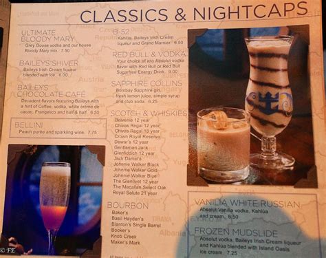 royal caribbean cruise drink list Caribbean royal drink cruise menu seas drinks menus prices ...