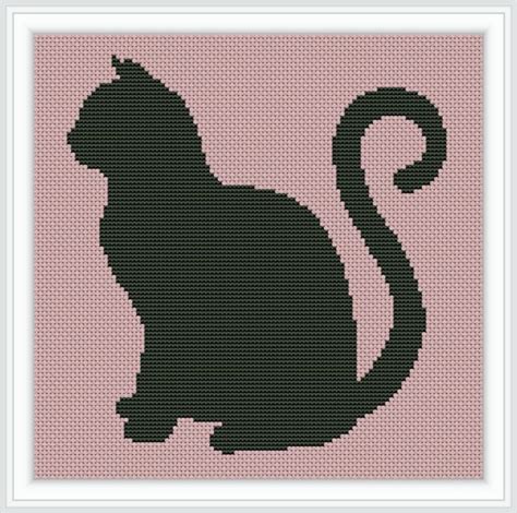 Black Cat Cross Stitch Pattern Monochrome Pet Parent Gift - Etsy