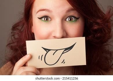 Happy Cute Girl Holding Paper Funny Stock Photo (Edit Now) 179301071