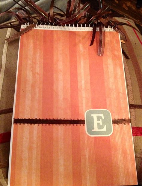 Personalized note pad made with steno pad, modge podge, scrapbook paper and ribbon ...