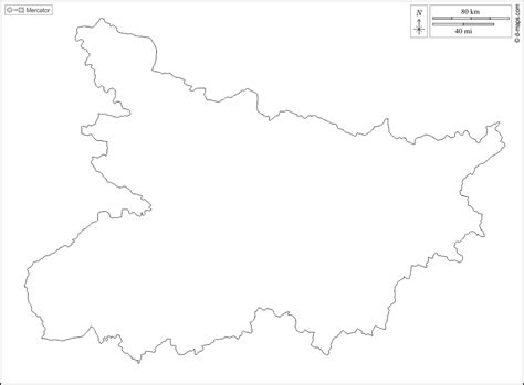 Bihar free map, free blank map, free outline map, free base map outline, white