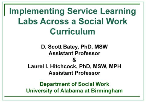 Service Learning Labs: Integrating experiential learning across a BSW Curriculum – #BPDTX16 ...