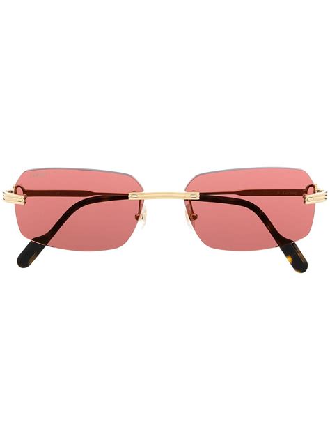 Cartier Rimless Square-frame Sunglasses In Gold | ModeSens