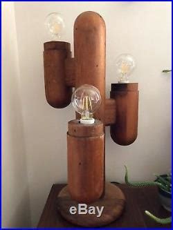 Vintage Mid-century Modeline wood cactus lamp | Vintage Table Lamp