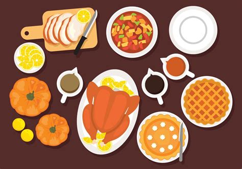 Thanksgiving Table Overhead Vector 261000 Vector Art at Vecteezy