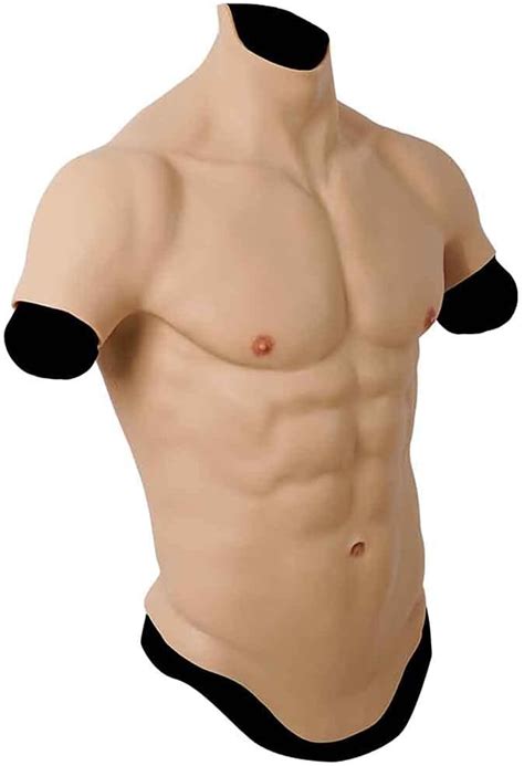 YO-T-YO Silicone Muscle Chest Realistic Fake Muscle Male Half Body Suit for Cosplay Silicone ...