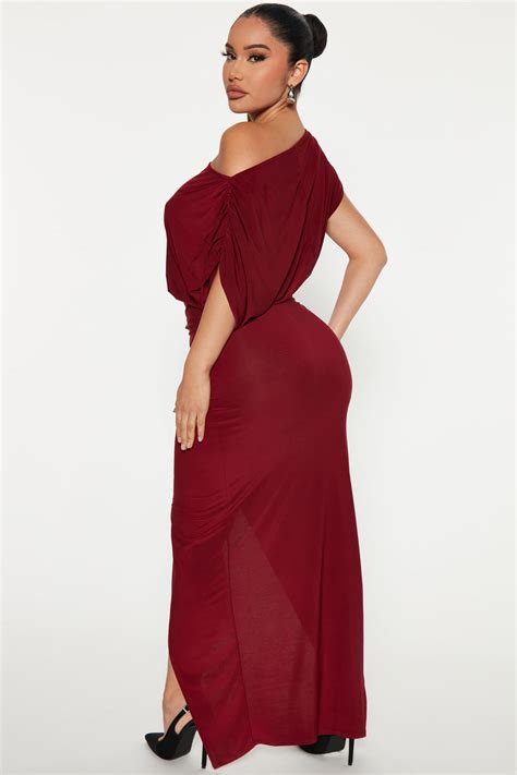 Alex Off Shoulder Maxi Dress - Burgundy | Fashion Nova, Dresses ...