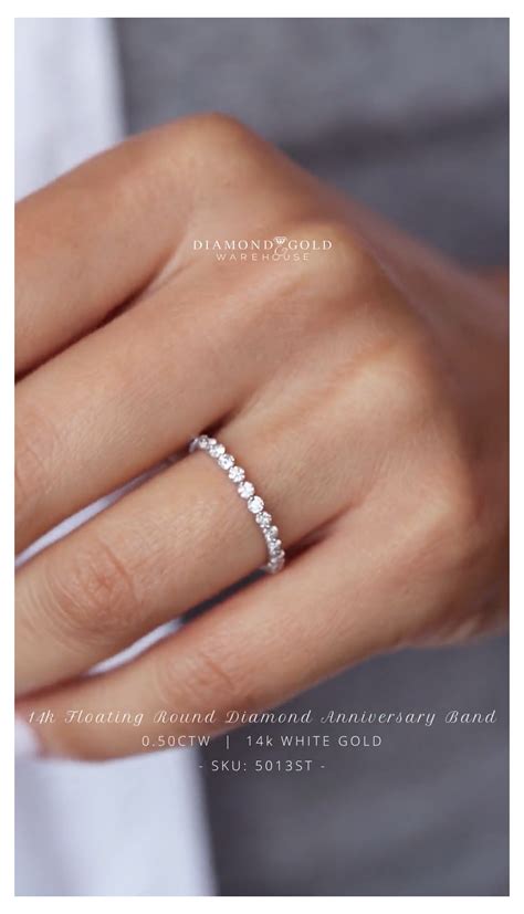 floating diamond wedding band with solitaire - Vergie Coles