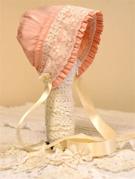 Silk and lace Baby bonnet -- vintage style baby bonnet. infant photo ...
