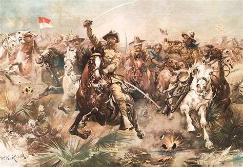 Teddy Roosevelt and The Rough Riders Charging Into Battle Painting by War Is Hell Store - Pixels