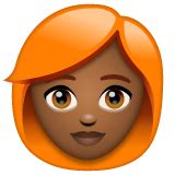 Woman: Medium-Dark Skin Tone, Red Hair Emoji 👩🏾‍🦰