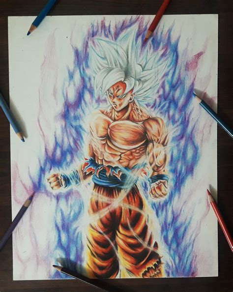 [Fanart] Goku Mastered Ultra Instinct Color pencil drawing : r/anime