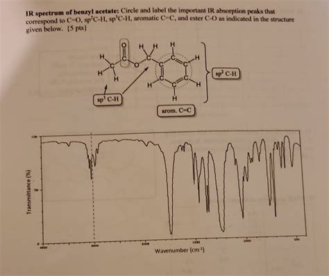 Solved IR spectrum of benzyl acetate: Circle and label the | Chegg.com