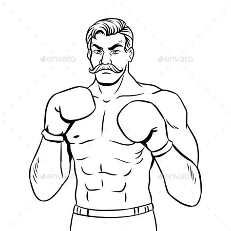 Vintage Boxer Fighter Coloring Book Vector | Vintage boxer, Boxer drawing men, Old school tattoo ...