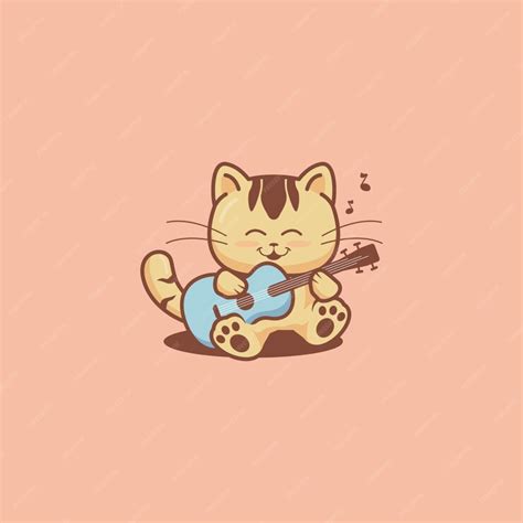 Premium Vector | Cute cat playing guitar singing love song