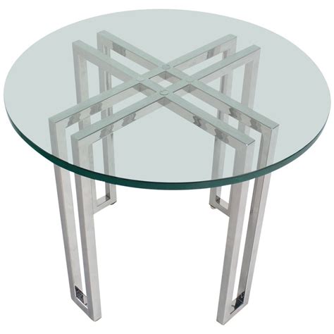 Mid-Century Modern Round Chrome Base and Glass-Top Side Table For Sale at 1stDibs | round chrome ...