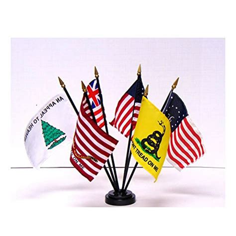 US Historical Flag Set -- SET of 6 Rayon 4"x6" Flags with a 6-hole base, 4x6 Miniature ...