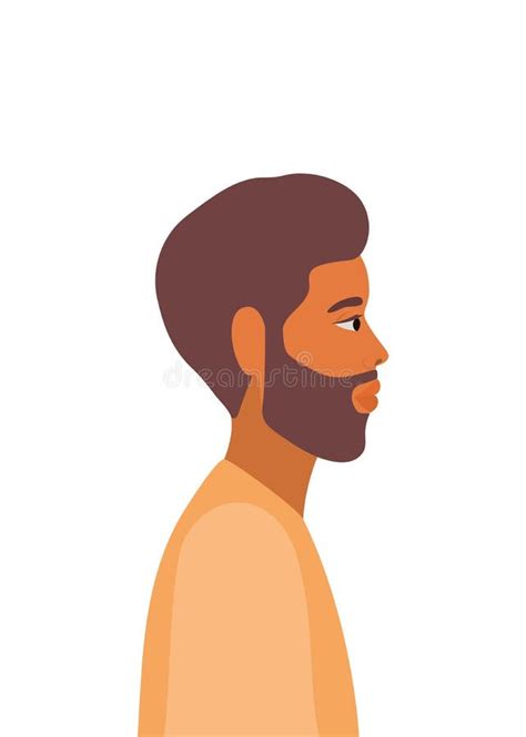 Brown Hair Man Cartoon with Beard in Side View Vector Design Stock ...