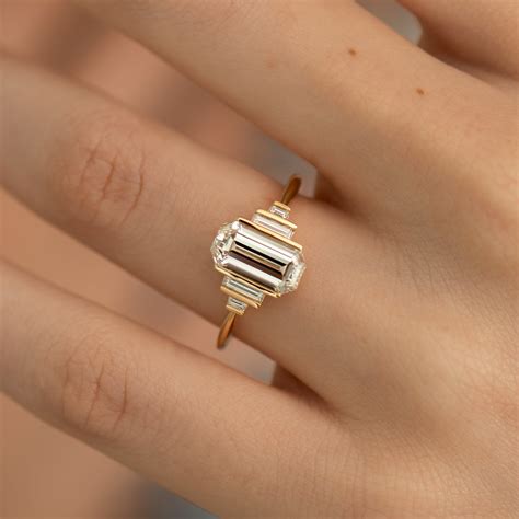 Geometric Emerald Cut Diamond Engagement Ring – ARTEMER