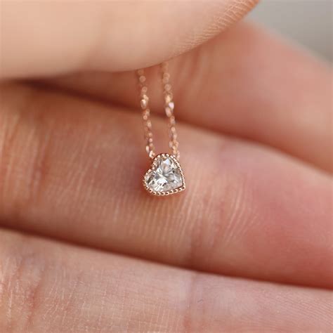 Heart Diamond Necklace, Diamond Solitaire Necklace, Heart Necklace ...