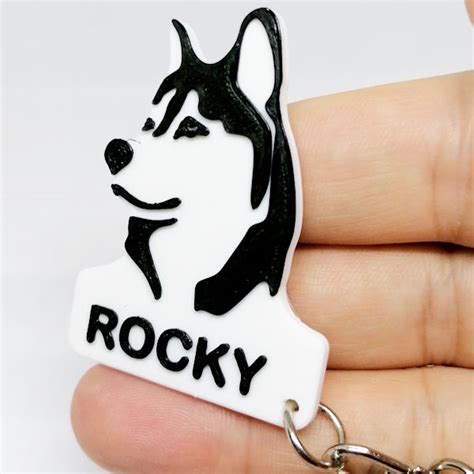 Husky Dog Keychain with Name - 3D printed gift