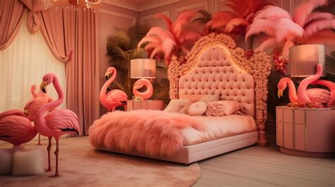 Premium AI Image | Pink flamingo bedroom