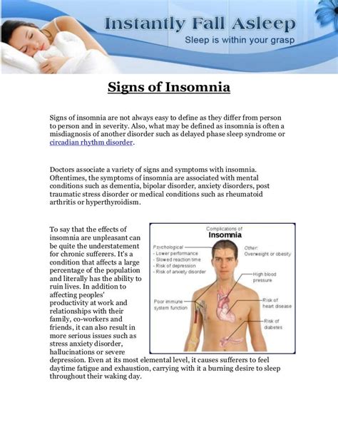 Symptoms and Signs of Insomnia