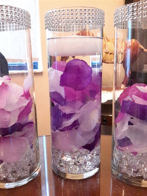 Sweet 16 Bling Cylinder Vase Floating Candle Set with Rose Petals-Party-Wedding- Shower | Sweet ...