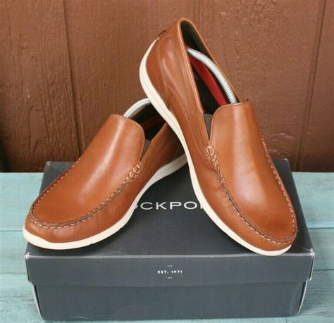 Rockport Men's Cullen Venetian Loafers Sz 12 WIDE Cognac Brown Tan NEW ...