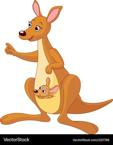 Cartoon kangaroo and joey Royalty Free Vector Image