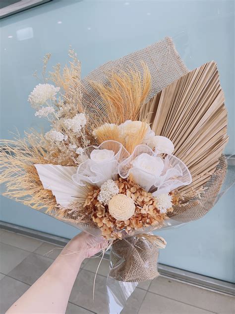 Neutral Design Preserved Flower Bouquet – Three Florist