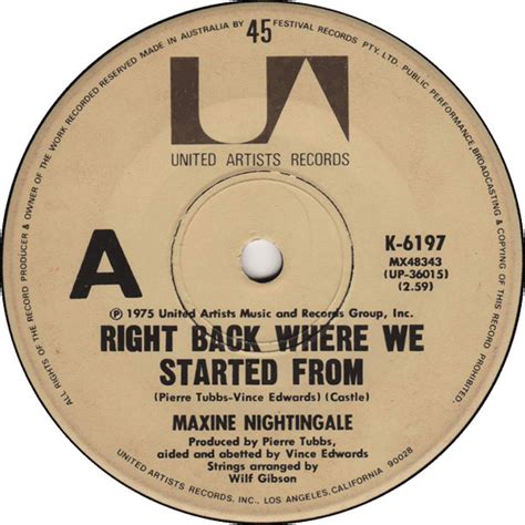 Maxine Nightingale – Right Back Where We Started From (1975, Vinyl) - Discogs