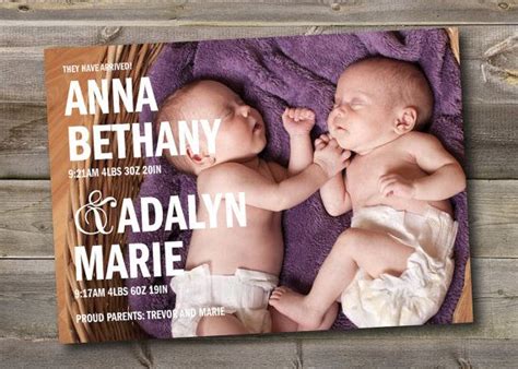 Twins Birth Baby Announcement with Birth Stats for Boys or | Etsy | Birth announcement girl ...