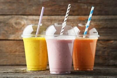 * 16oz Smoothie Cups & Lids Clear Plastic Party Milkshake Slush with STRAWS | eBay