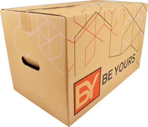 BY BE YOURS Pack of 10 Large Moving Cardboard Boxes with Handles – 50 x 30 x 30 cm in Double ...
