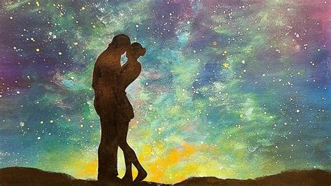 Easy Acrylic Painting "Lovers under a Starry Night Sky" Beginner Step by Step… (With images ...