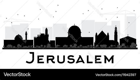 Jerusalem City skyline black and white silhouette Vector Image