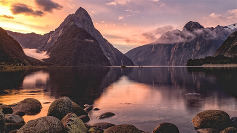 sunset, new zealand, nature, beautiful places, 4k HD Wallpaper