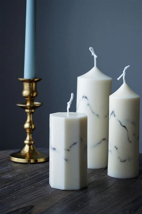 Marble Candle, Pillar Candle, Soy & Beeswax Candle, Home Decor, Wedding ...