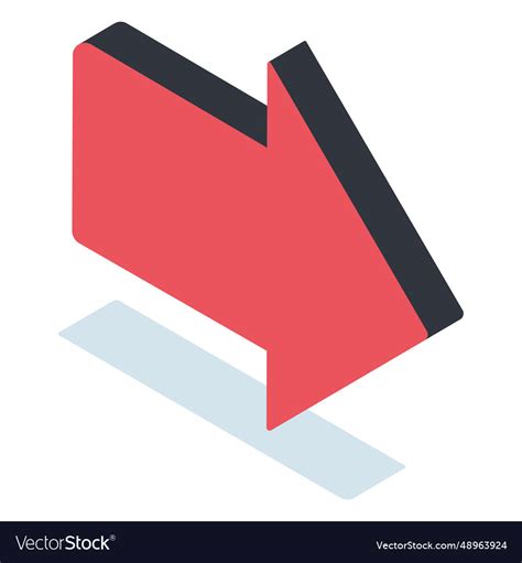 Red pointing arrow isometric Royalty Free Vector Image