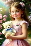 KriCzy - Cute Children Illustrations - Girl & Teddy Bear