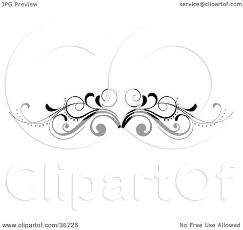 Clipart Illustration of a Curly Black And White Scroll Lower Back Tattoo Design Or Flourish With ...