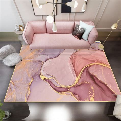 Pink and Gold Abstract Modern Rectangle Area Rug 4'x5' Flowing Pattern | Glamour schlafzimmer ...