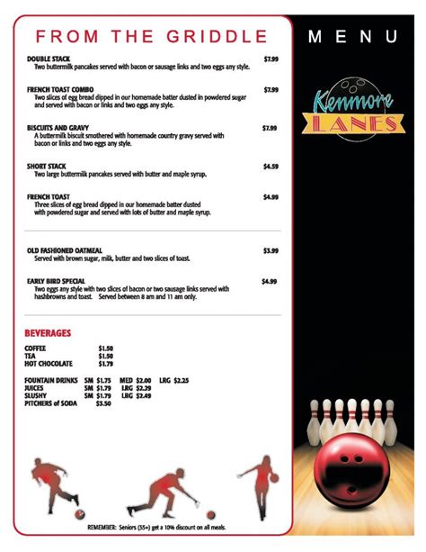 Menu - Kenmore Lanes