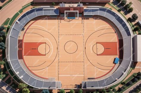 Premium AI Image | full view of a basketball ground from above without ...