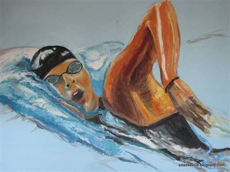 Original Sports Painting by Sergio Daniel Dasseville | Expressionism Art on Canvas | Nadando la ...