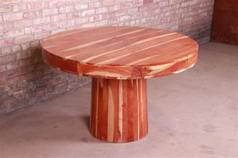 Organic Modern Natural Redwood Round Pedestal Dining Table For Sale at ...