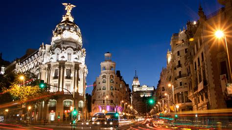 Picture Madrid Spain Street driving night time Cities 2560x1440